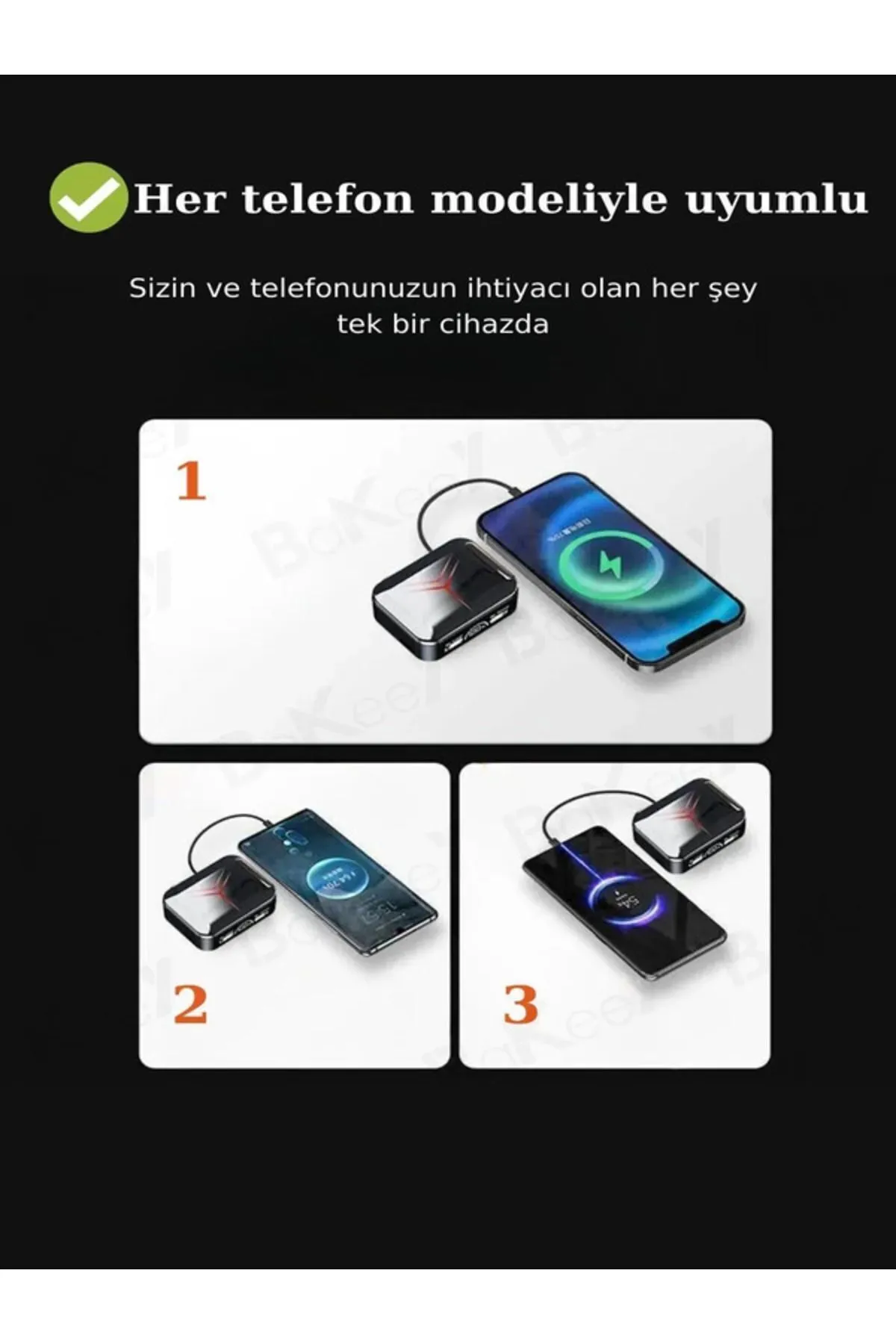 M88 Plus Şarj Göstergeli Powerbank Özellikli Bluetooth Kablosuz Kulakiçi Kulaklık Siyah